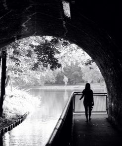 Girl runs through tunnel